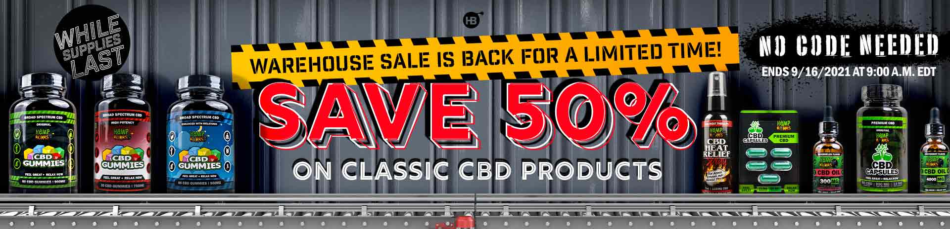 CBD Warehouse Sale Banner cbd warehouse sale